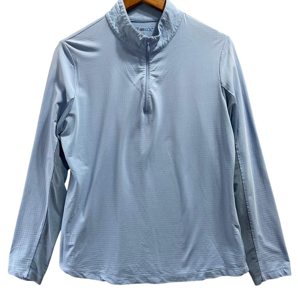 IBKUL Quarter Zip Pullover‎ Womens Large Blue Long Sleeve Mesh Golf Top Outdoor